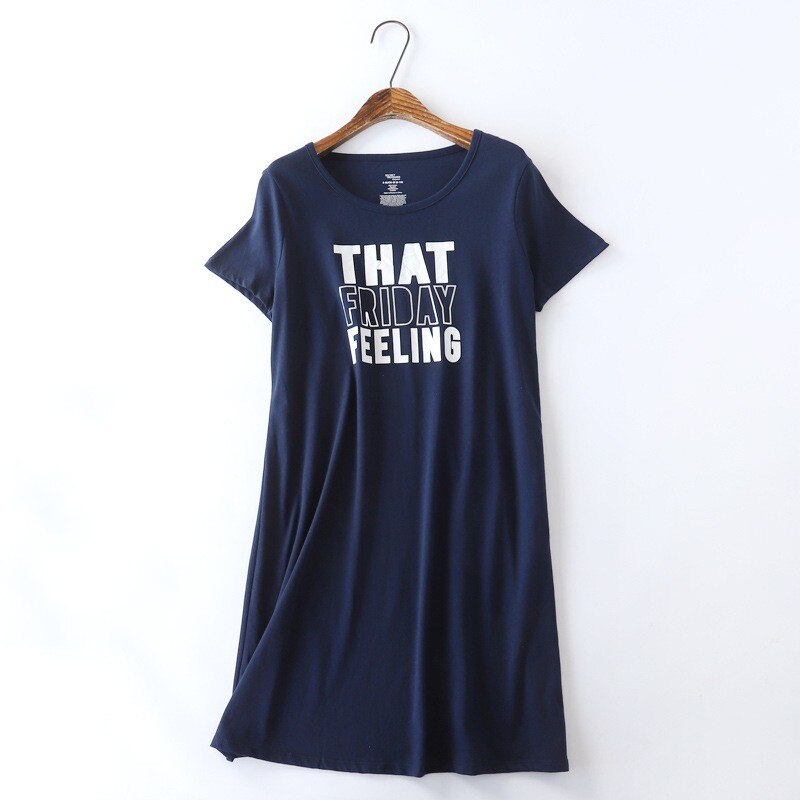Vrouwelijke Zomer Casual Loosen Nachtjapon Jurk Dames Katoen Nachtjapon Vrouwen Korte Mouw Ronde Kraag Sleepshirt Xxxl