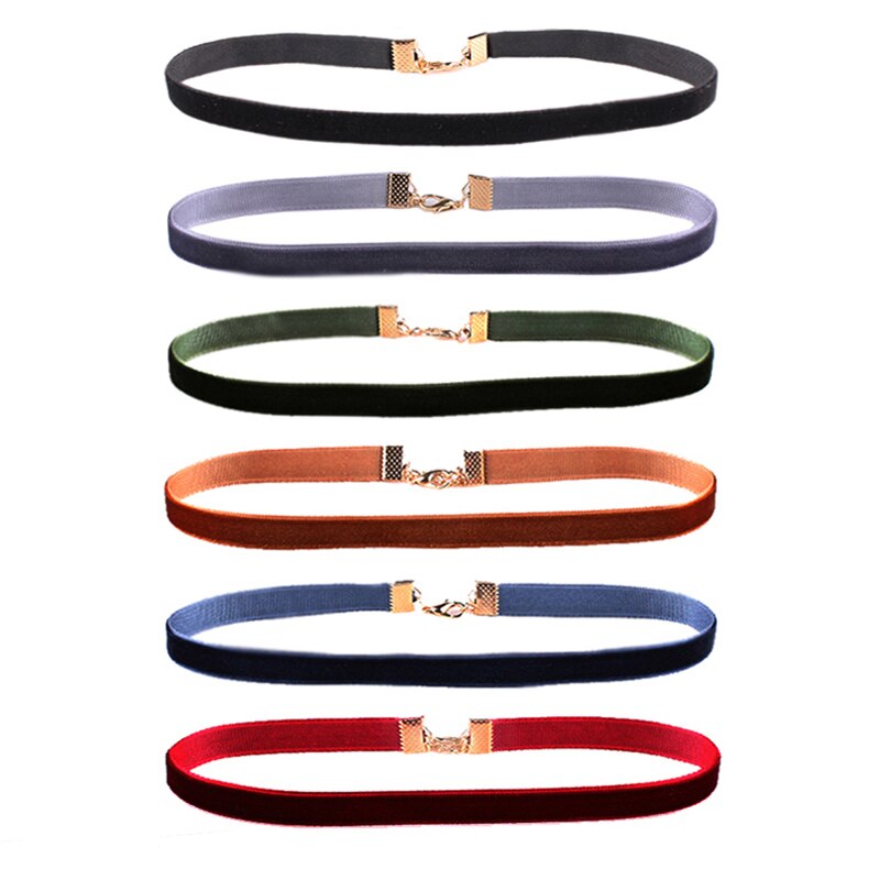 6 teile/satz schwarz samt Halsband halsketten für frauen anhänger halskette Mädchen Punk gotisch Cho Collier ras du cou breite 1 cm