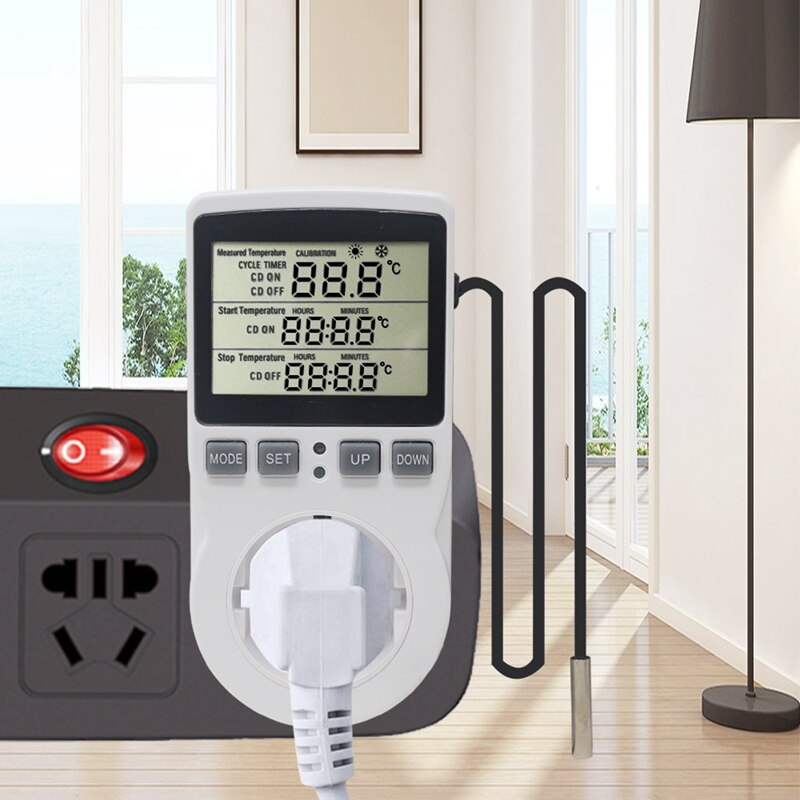 Digital Temperature Controller Socket 110V Wireless Thermostat Socket with Timer Switch Multifunctional Plug US Plug