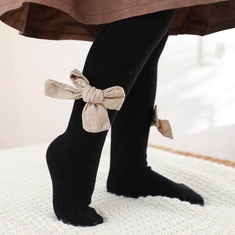 0-4y outono inverno kawaii adorável bebê menina meia-calça collants tricô bowknot inferior malhas quentes calças leggings 5 cores