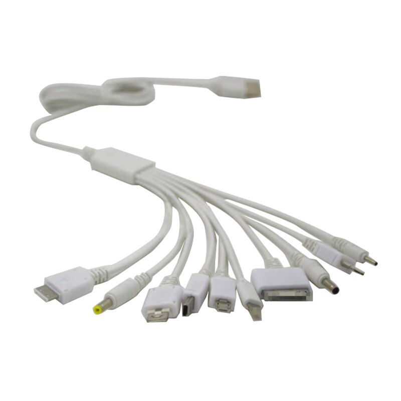 1 Pcs 10 In 1 Pin Multifunctionele Multi-Head Oplaadkabel Wit Universele Usb Datakabel kabel Oplader Multifunctionele