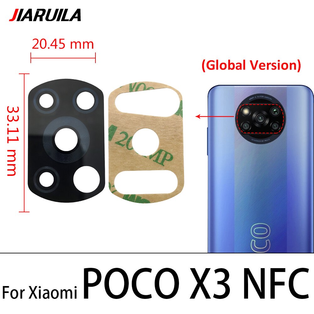 100% Original Camera Glass For Xiaomi Poco X3 NFC Poco M3 X3 Pro GT Poco F3 5G Rear Back Camera glass Lens With Glue Adhesive: Poco X3 NFC