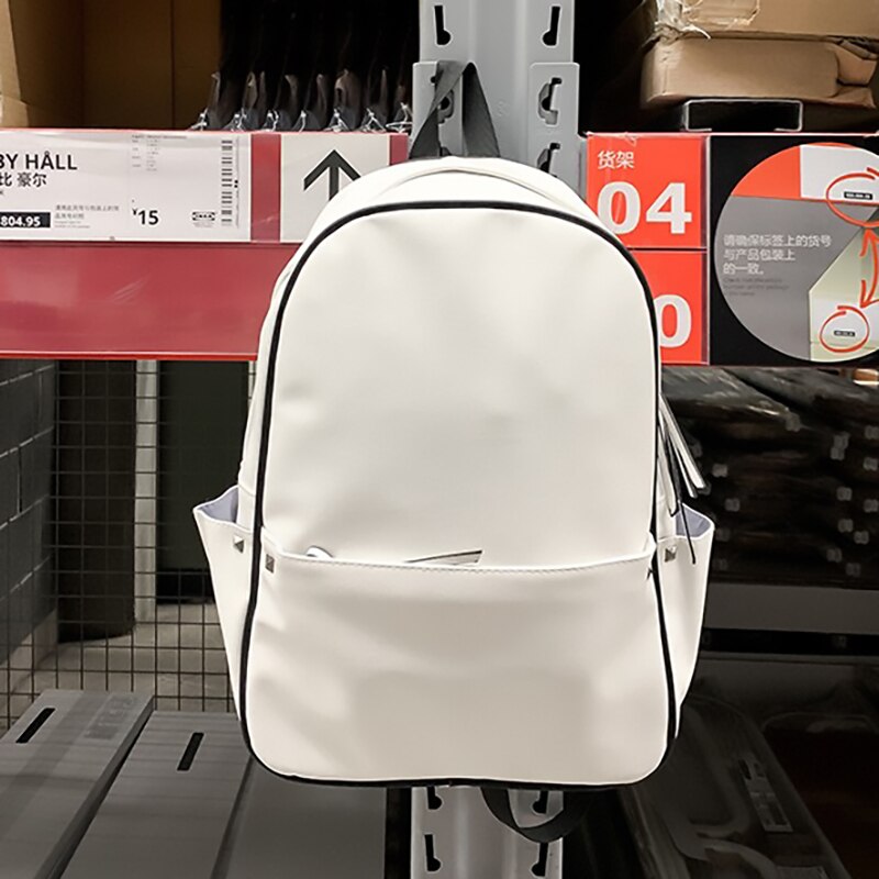 sac à dos en cuir Pu femmes sac à dos grande capacité école sac à dos sac d'école pour adolescent Mochilas femme sac à dos: White