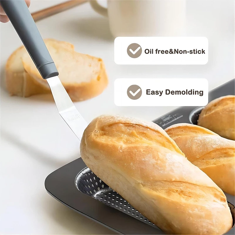 Anti-aanbak Geperforeerde 4-Cup Franse Broodvorm Koolstofstaal Baguette Pan Hotdog Broodje Pan Bakvormen Toast Cake Bakplaat Bakken Ook