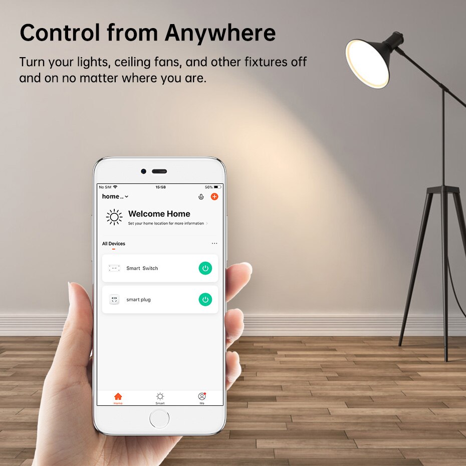 Wifi Smart Home Switch LED Light Breaker Wireless Remote Tuya Smart Life APP Control Work with Alexa Google Assistant IFTTT