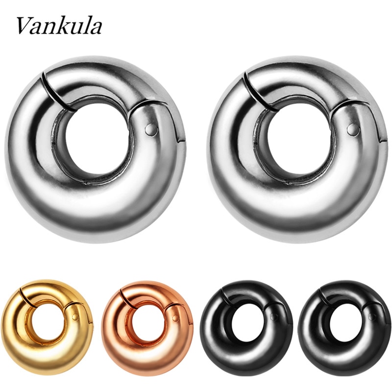 Vankula 2 Pcs 316L Rvs Oordoppen Tunnels 8 Mm Vlakte Oor Gewichten Piercing Body Sieraden Oor Meters Goud zwart Staal