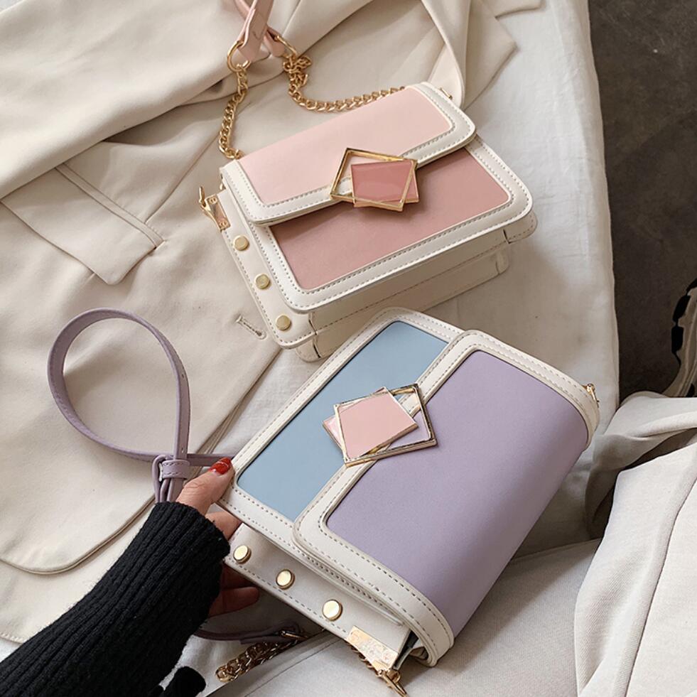 Contrasterende leren crossbodytassen voor dames, reistas, eenvoudige schoudertas, dames crossbodytas