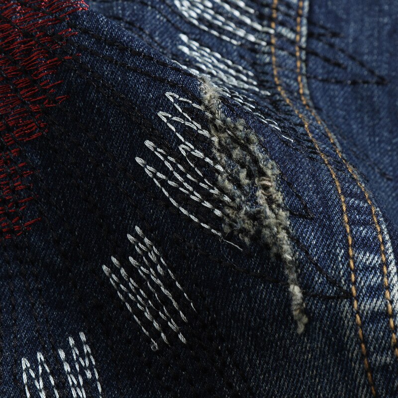 Aboorun jeansjacka herr broderi sliten slim fit jeansjacka vår höstkappa för man  x427