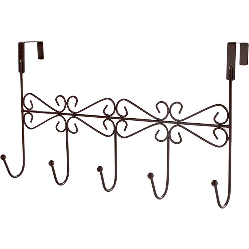 Over Door Hanger Rack with 5 Hooks Decorative Metal Coat Hat Holder for Home Office: Bronze