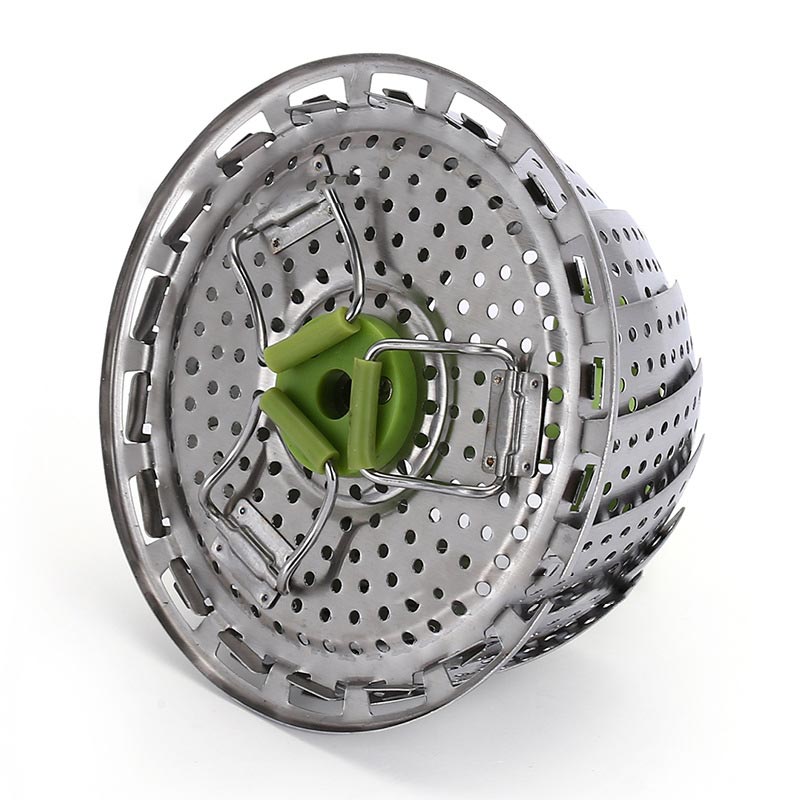 1PC Stainless Steel Folding Retractable Steamer Basket Veggie Pot Steamer with Extendable Handle Steaming Rack Kitchen Supply