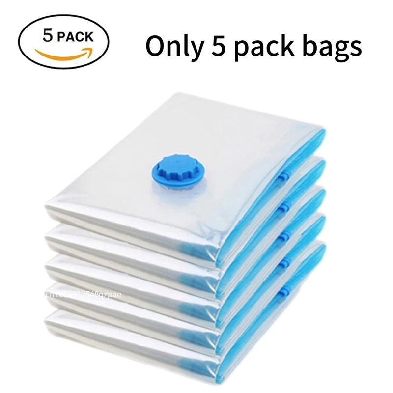 3/5PCS Vacuum Storage Bags For Clothes,Bedding,Space Saving Bags Storage Vacuum Seal Packet,Folding Compressed Organizer Bag: L / Yellow
