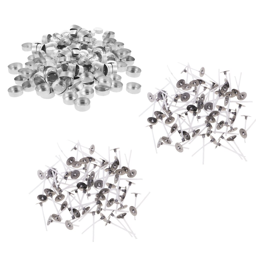 200x Aluminium fallen Tee Licht Leere Halfter & 200x Gewachst Kerze Docht mit Tab