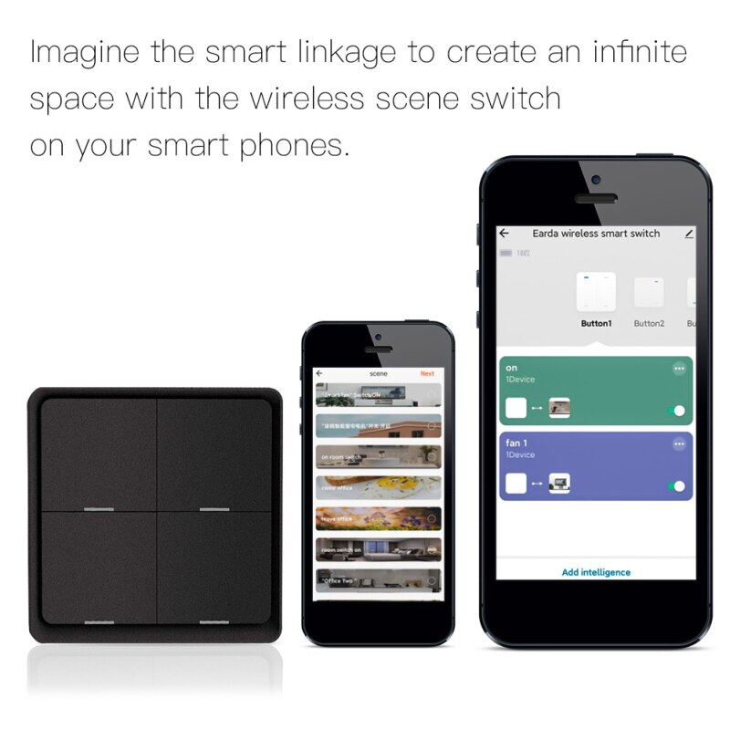 Tuya ZigBee 4-Gang Smart Wireless Scene Switch Sticker Push Button Controller Wall Light Switch Smart Life APP Remote Control