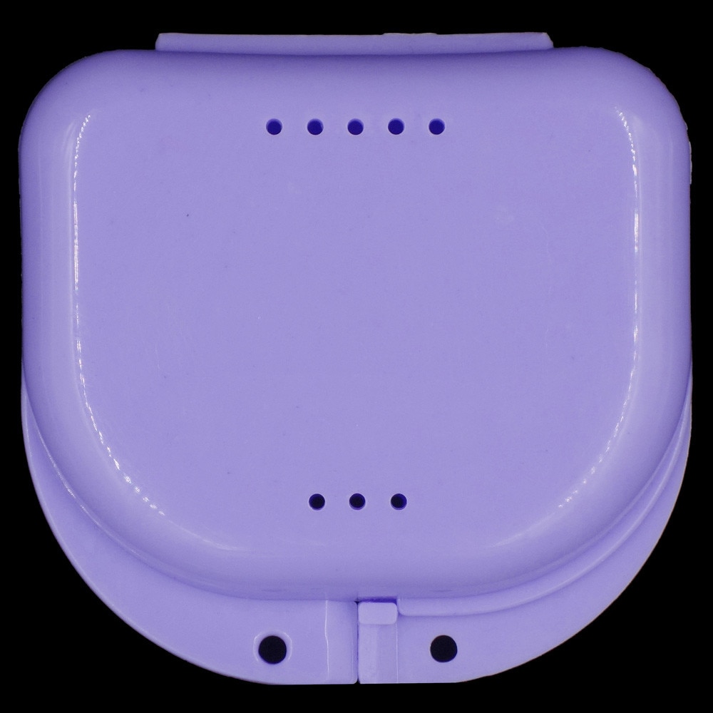 Opslag Dozen Valse Tanden Apparaat Container Opbergdozen Kunstgebit Reiniger Prothese Bad Opbergdoos Case: Purple 
