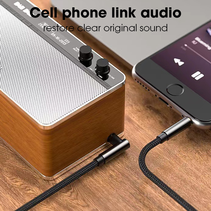 Kabel audio Aux 3,5 mm pod kątem prostym męski do męskiego posrebrzany kabel pomocniczy HiFi do słuchawek samochodowych iPhone 1/2/3 metra