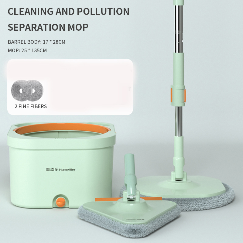 Opvouwbare Automatische Mop Water Veranderen Stofvrij Hand Wassen Absorberende Roterende Mop Vier Netto Droge Mop En Natte Dual-Gebruik Dweilen Doek: Default Title