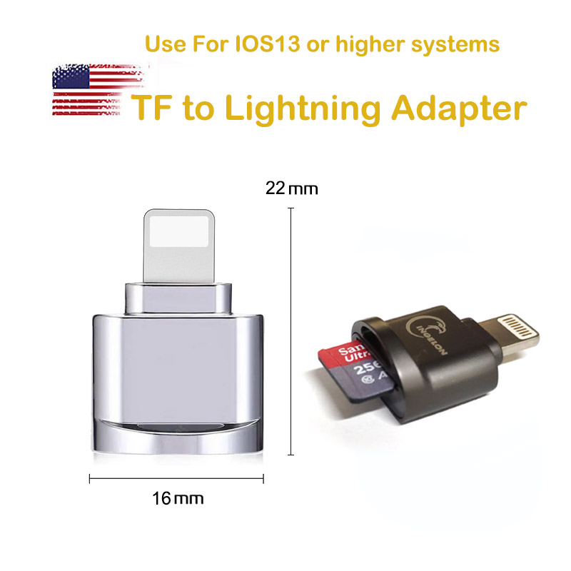 Tf kortlæser til lyn til mikro sd adapter 3. 0 til iphone 7 8 6s plus 11 max x xs xr hukommelseskort adapter otg til ios 13