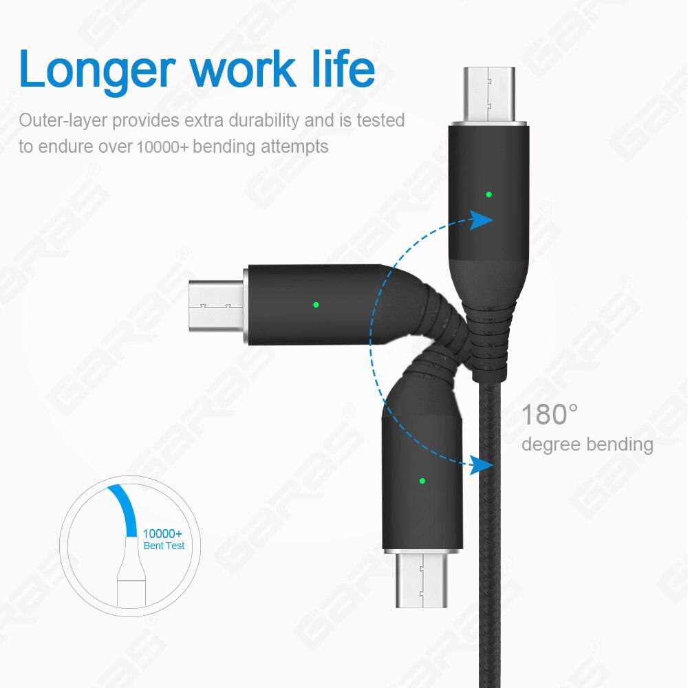 GARAS QC3.0 kabel magnetyczny rodzaj USB C Port szybkie ładowanie/kabel robić transmisji danych USB-C kabel robić telefonu typu C