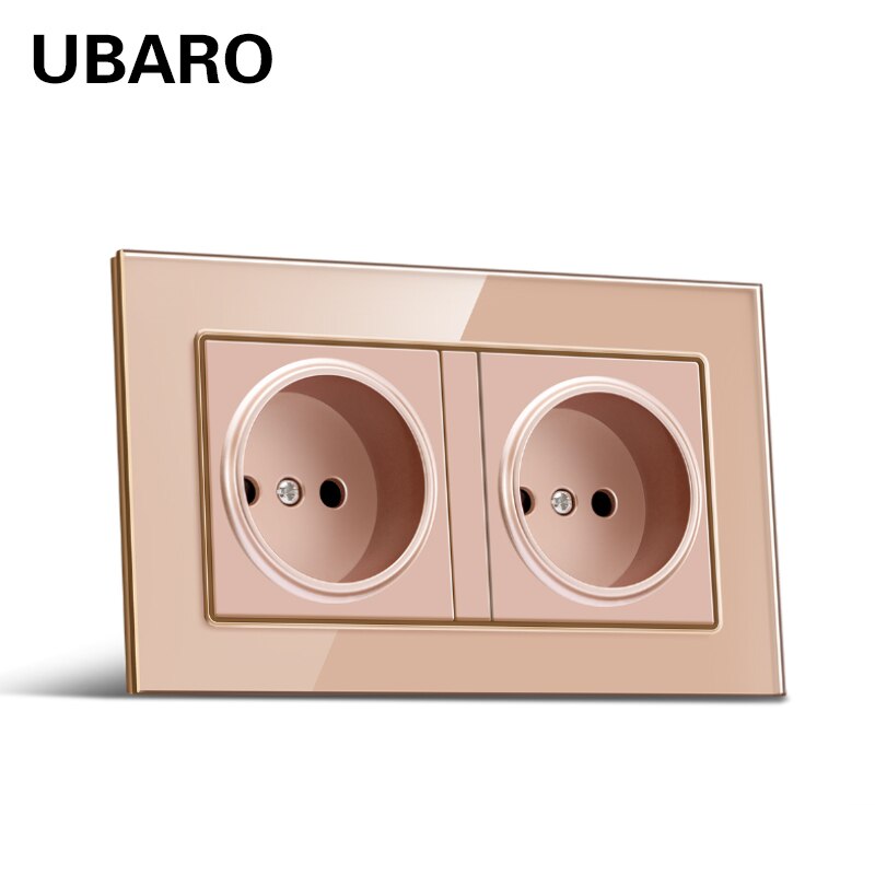 UBARO-Panel de cristal de lujo, enchufe de pared oculto eléctrico, tipo AC100-250V, 86, 16A: ES-146-G1