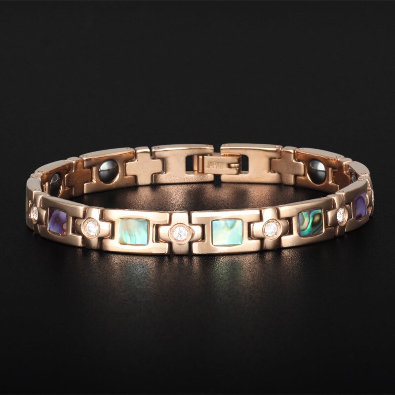 Madalena Sarara Premium Titanium Staal Zirconia Energie Armband Vrouwen Germanium Magneten Negatieve Ionen Ingelegd Gezonde
