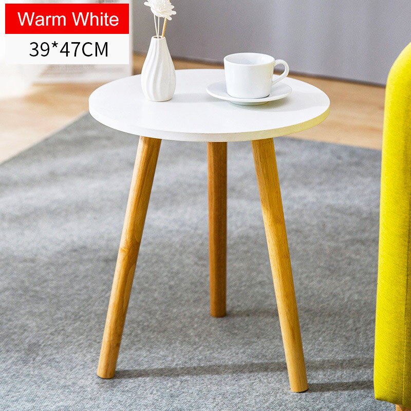 Nordic Style Solid Wood Coffee Table Living room Sofa Side Table Small Dining Table Small Tea Table Home Furniture: 39cm white