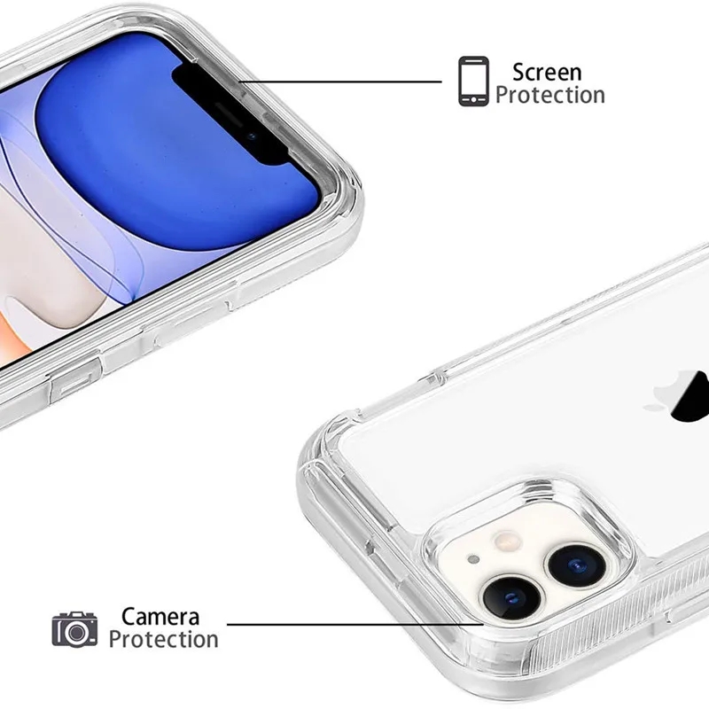 Transparant hoesje voor iPhone 17 Pro Max 17 Air 17 Pro Volledige 3-in-1 Schokbestendig Heavy Duty Anti-kras Robuuste Clear Cover Funda