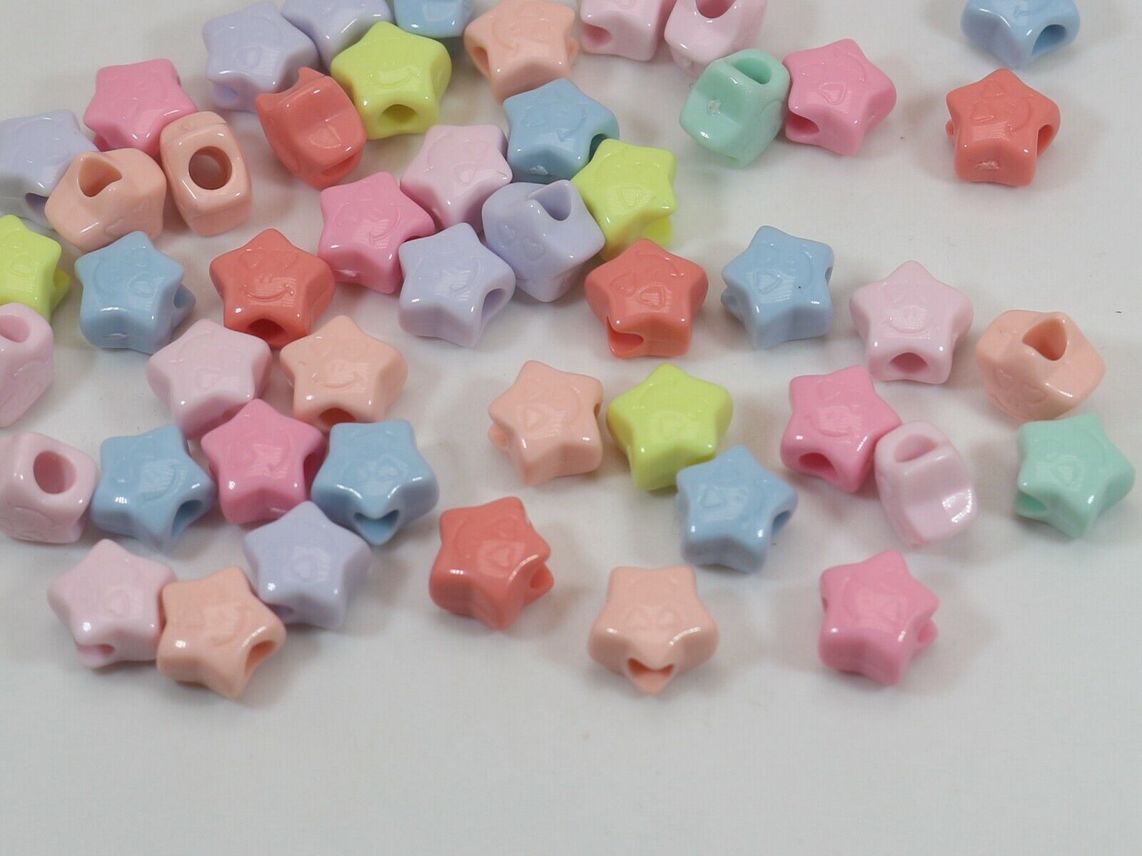 200 Mixed Pastel Color Acrylic Various Shape Pony Beads for Kids Kandi Craft: Mini Star 8MM