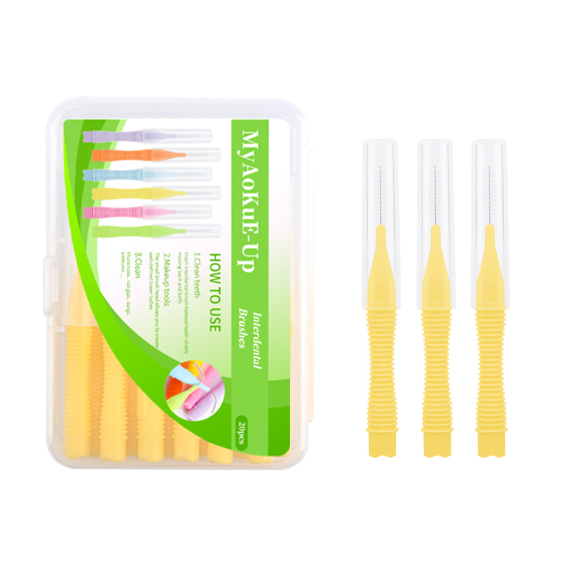 20 piezas Pro herramientas desechables para pestañas, microcepillos flexibles para maquillaje de cejas, artículos esenciales para salón, Kit de belleza higiénico: Castaño
