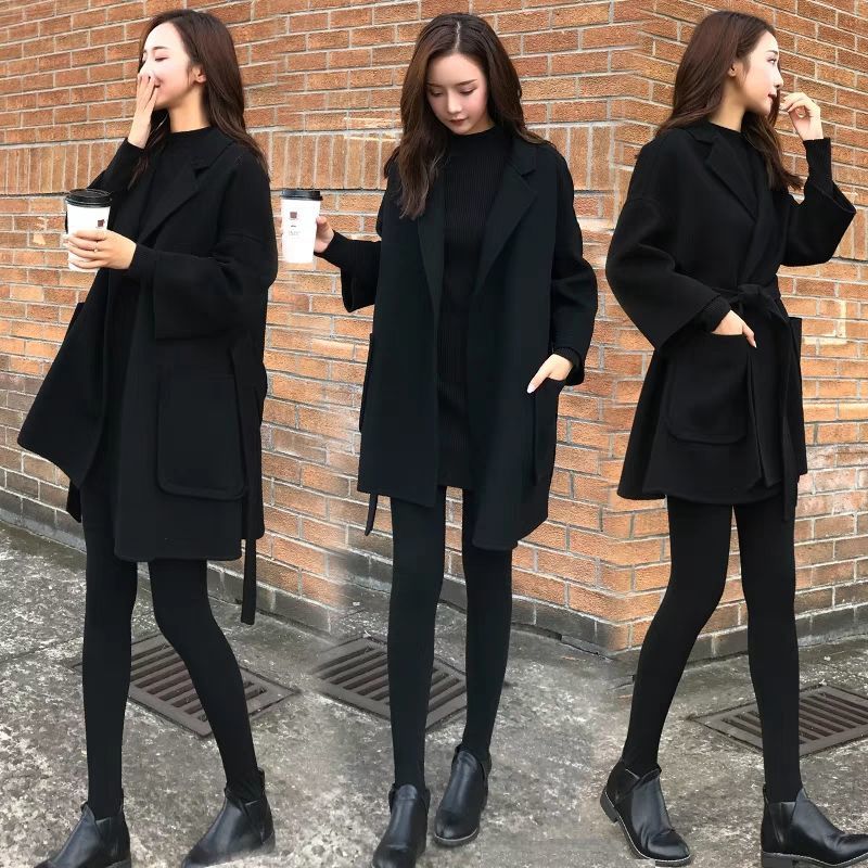 Mezcla mujer coreano Fashon primavera fina negro puro clásico Casual fashes Daily Lady Chic prendas de vestir exteriores Vintage Oversize