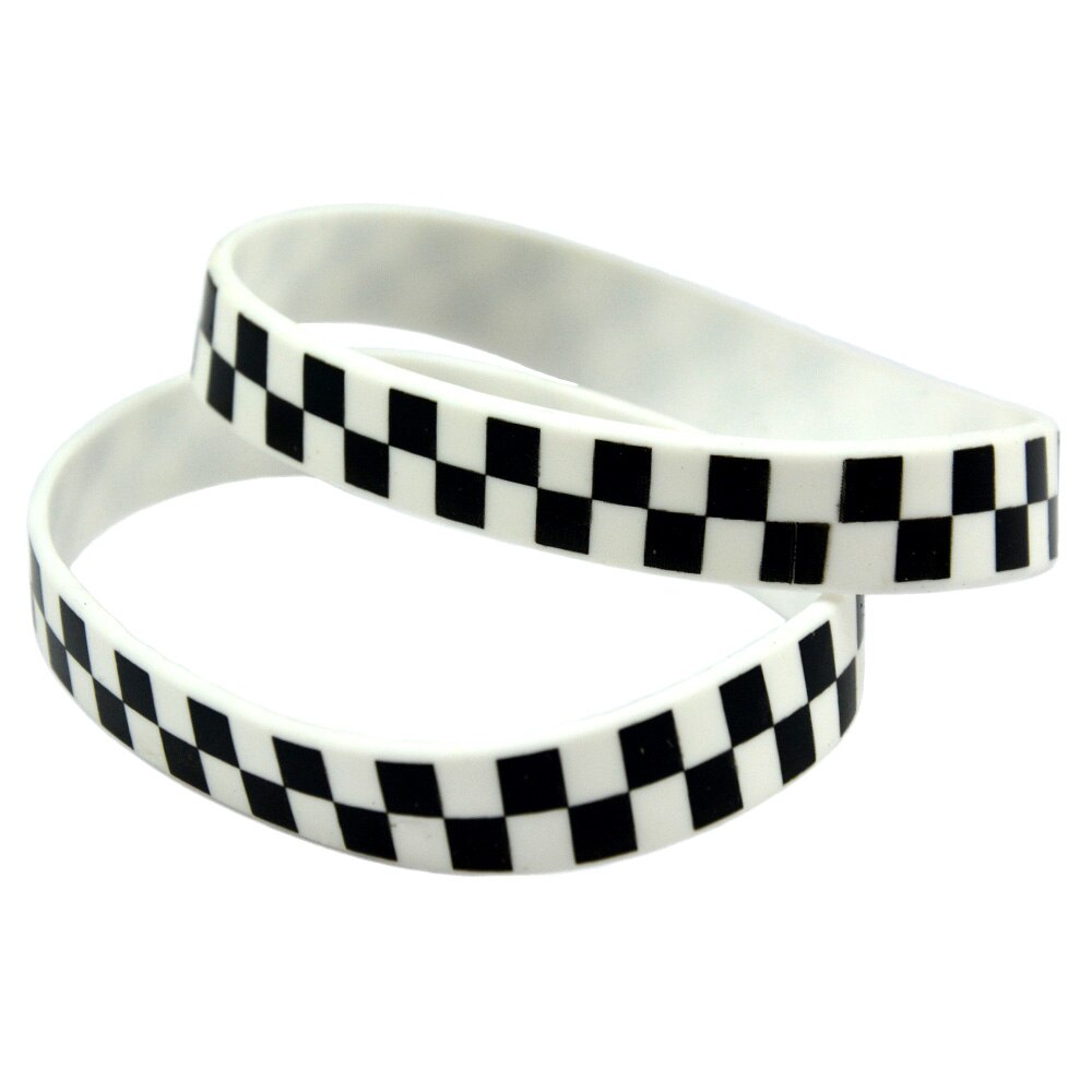OBH 50PCS Hip Hop Style Printed Checkered Silicone Wristband