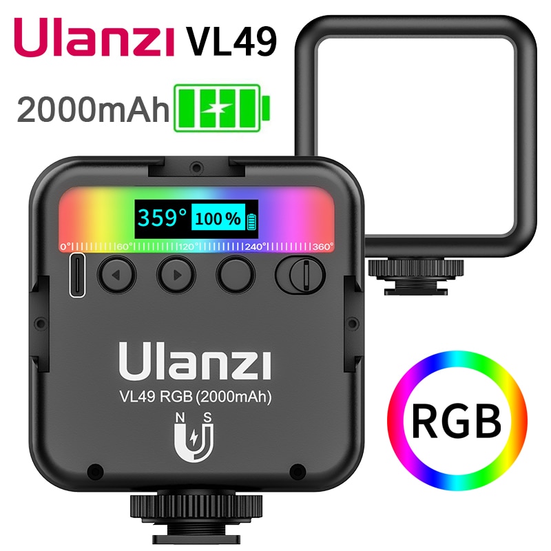 Ulanzi VL49 Mini Rgb Led Video Licht 2000Mah Draagbare Pocket Fotografische Verlichting Vlog Vullen Light Smartphone Dslr Slr Lamp