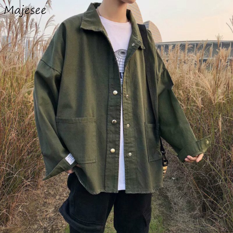 Menn jakker japansk stil last jakke herre høst løs ulzzang denim årgang student trendy fast uformelt enkel alle-kamp topp