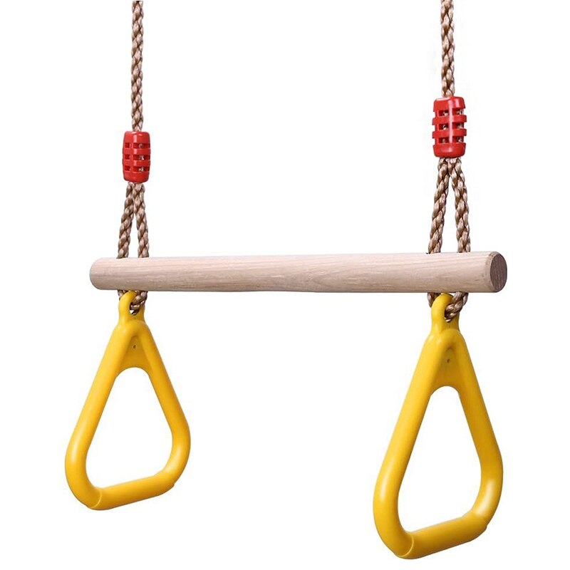 Kids Outdoor Indoor Wooden Trapeze Swing Rings Funny Game Toys for Court Yard Garden Chhildren Kids Play Game