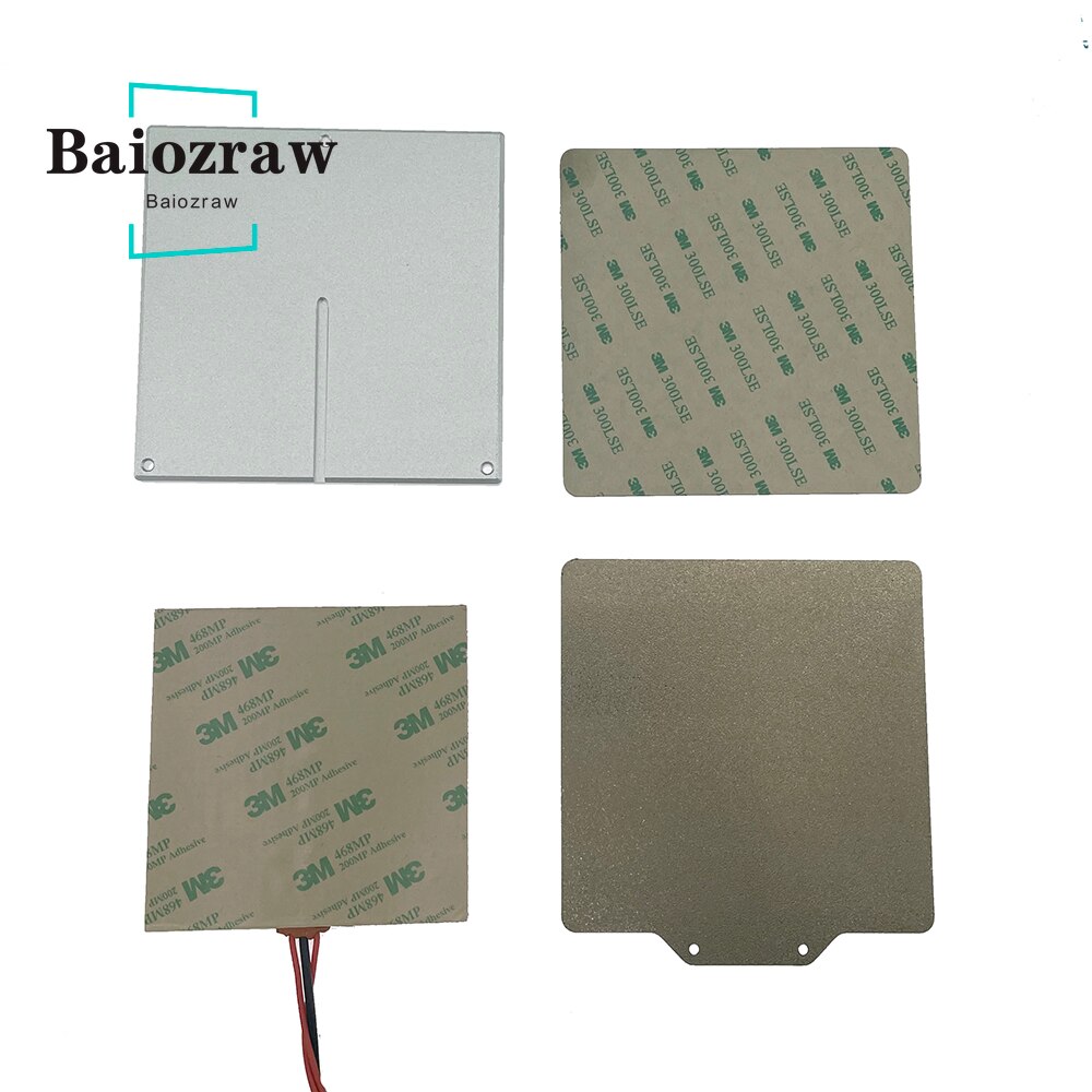 Baiozraw  v0.1 3d drucker-heizbett-set, bestehend 60w 24v silikonmatten , 120*120 aluminiumplatten und pei-stahlblech für voron (0.1 teile)