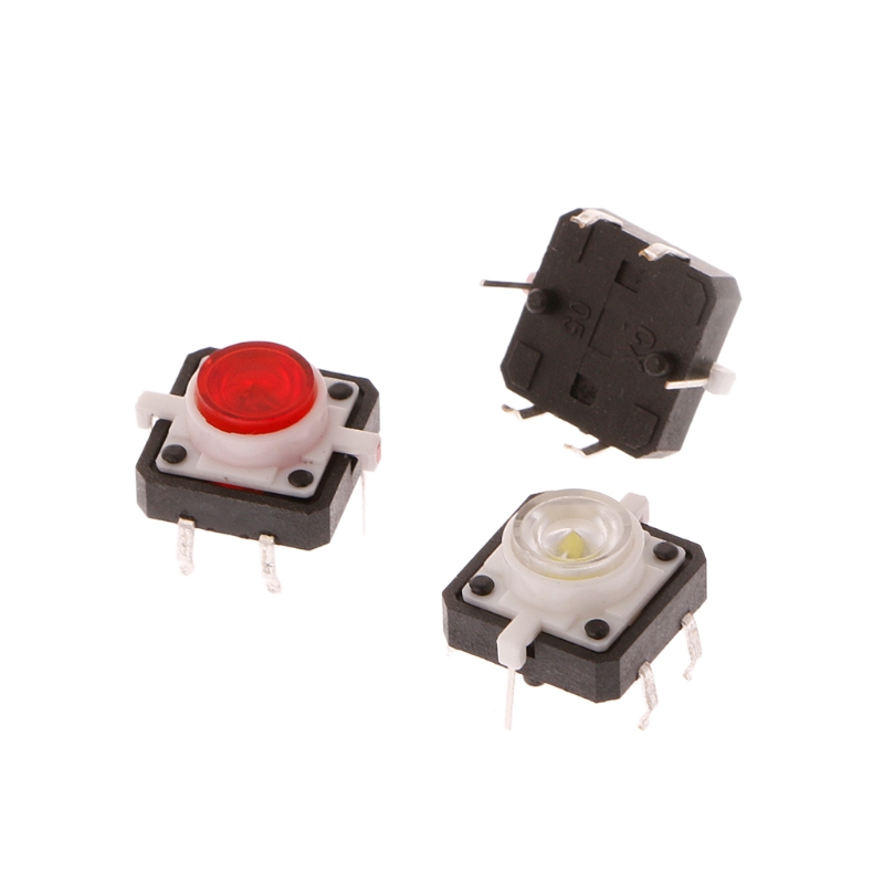 10 Pcs LED Light Momentary Tactile Tact Push Button Switch 12x12x7.3mm 5 Colors 87HA