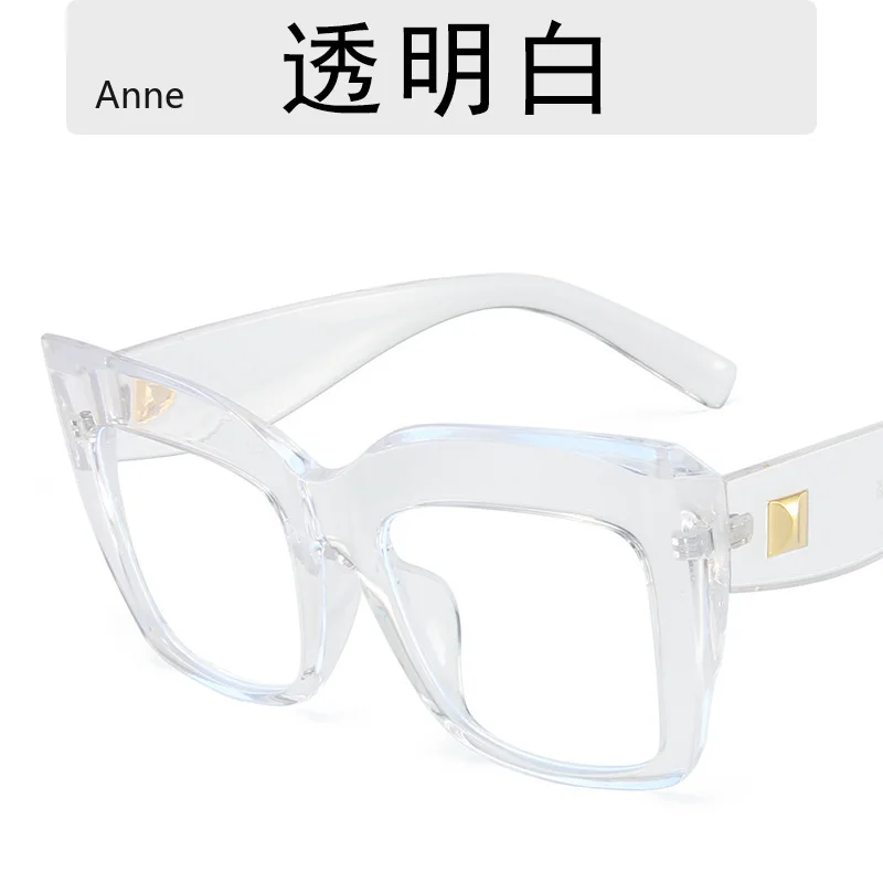 Monturas de gafas cuadradas de gran tamaño para mujer, gafas de azul antiluz azul, lentes ópticos, gafas grandes de de lujo para mujer: Plata