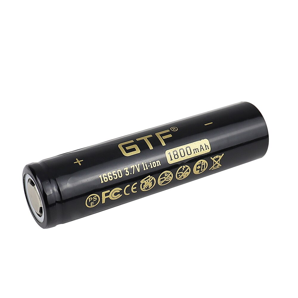 GTF 1800mAh 3.7V 16650 Lithium ion Rechargeable Battery ICR16650 li-ion cell baterias for led flashlight digital device