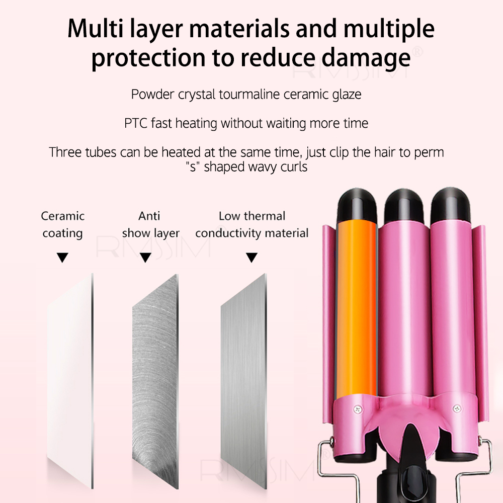 Curling Iron Ceramic Triple Barrel Hair Curler Heating Curlers For Curl Styler Hair Styling Tools Wand Airwrap