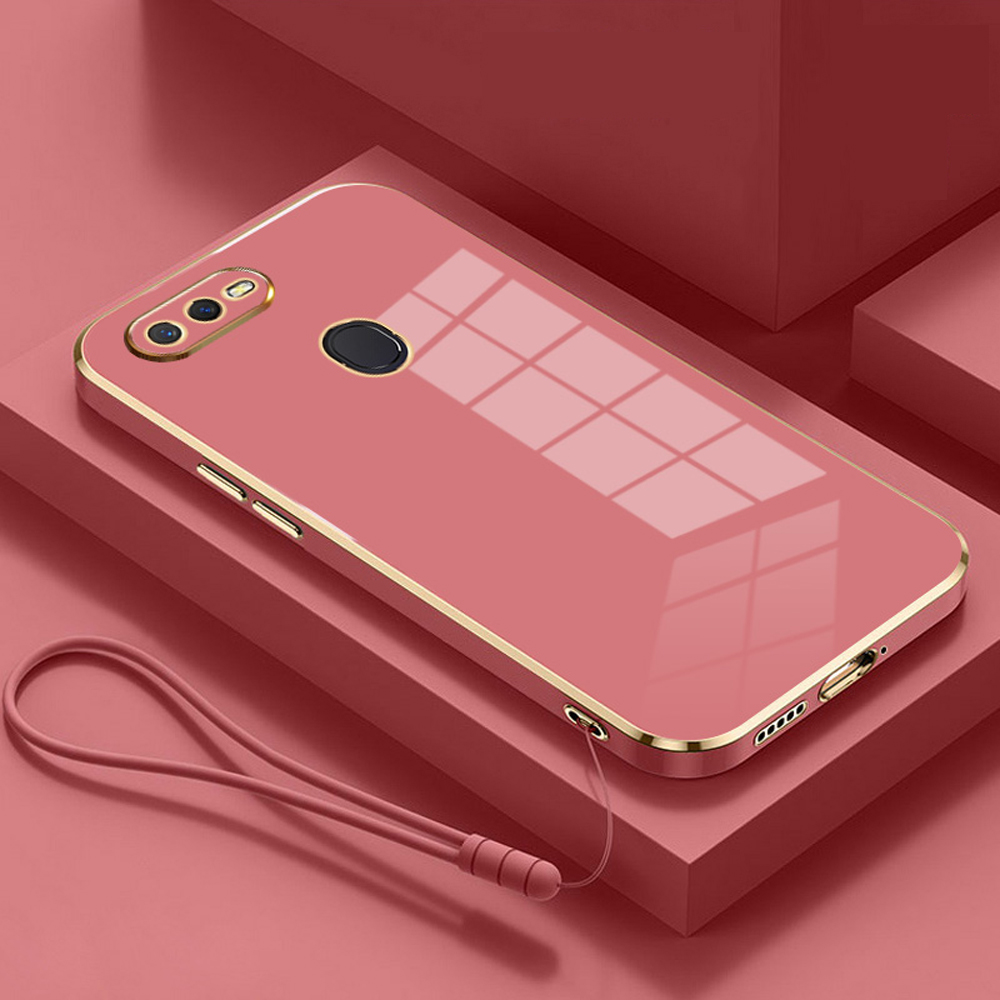 Para oppo A7 funda de lujo chapada cuadrada OPPO A5S funda de teléfono Oppo A7N AX7 A12 A7X funda trasera de silicona a prueba de golpes OPPO F9 Pro