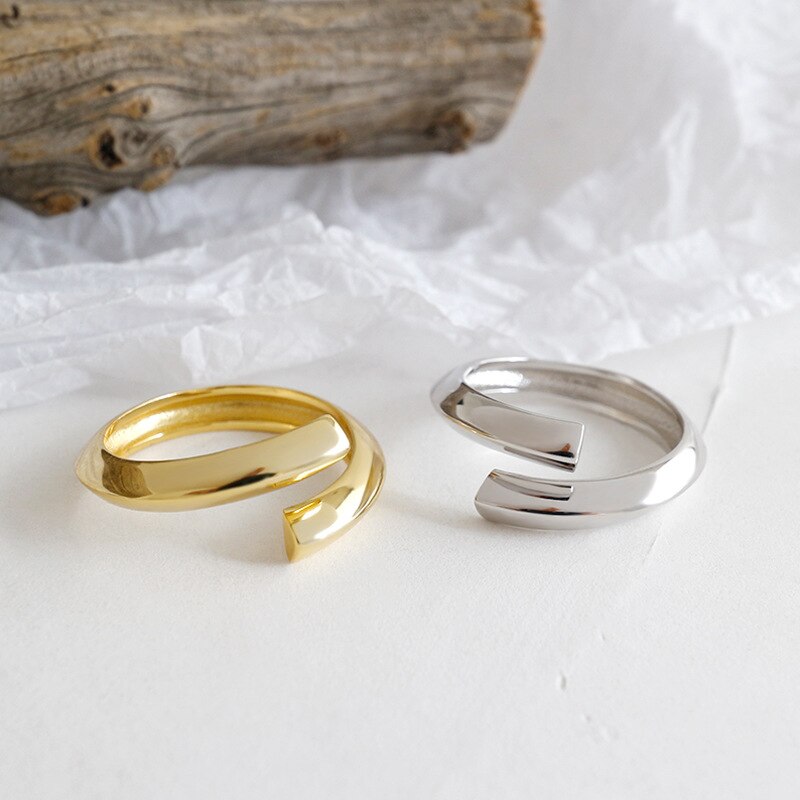 Shanice 925 sterling zilveren open ringen in een eenvoudige nis met dubbele lagen en kruisvormige openingen anillos acero inoxidable mujer