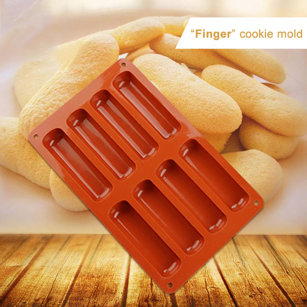 Siliconen Mal Vorm Lange Strip Vinger Biscuit Chocolade Snoep Gebak Oranje Non Stick Cake Bakvorm Keuken Tool Diy Bakvormen