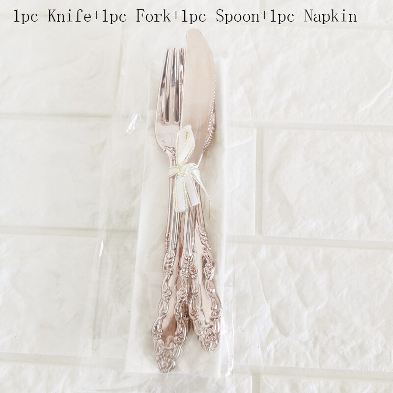 Rose Gold Wedding Party Disposable Tableware Set Paper Plates Napkins Party Tableware Decor for Wedding Birthday Party Supplies: 4pcs