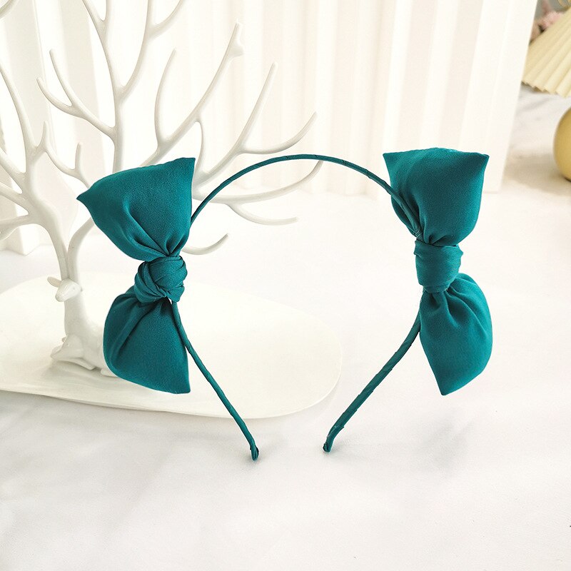 Serre-tête à Double nœud papillon pour filles, serre-tête coréen, accessoires de cheveux, tendance, mignon, mobile, en peluche: Peacock blue