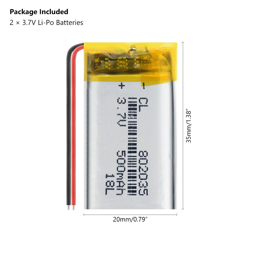 3.7V 500mAh 802035 polimerowy akumulator litowo-jonowy/litowo-jonowy robić MP3 MP4 zabawki DVR Mio mivue 536 mio 518 wideorejestrator lustro dvr