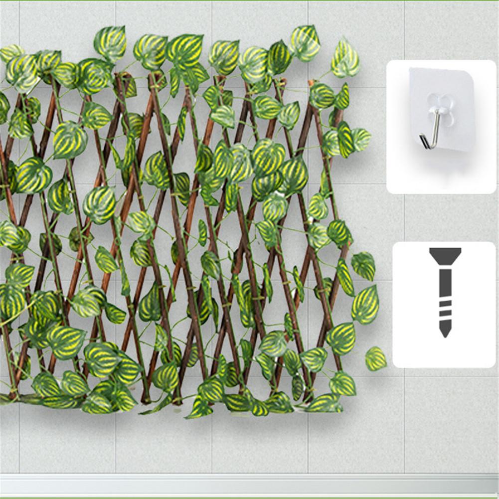 Retractable Artificial Garden Fence Expandable Faux Ivy Privacy Fence Wood Vines Climbing Frame Gardening Plant Home Decorations