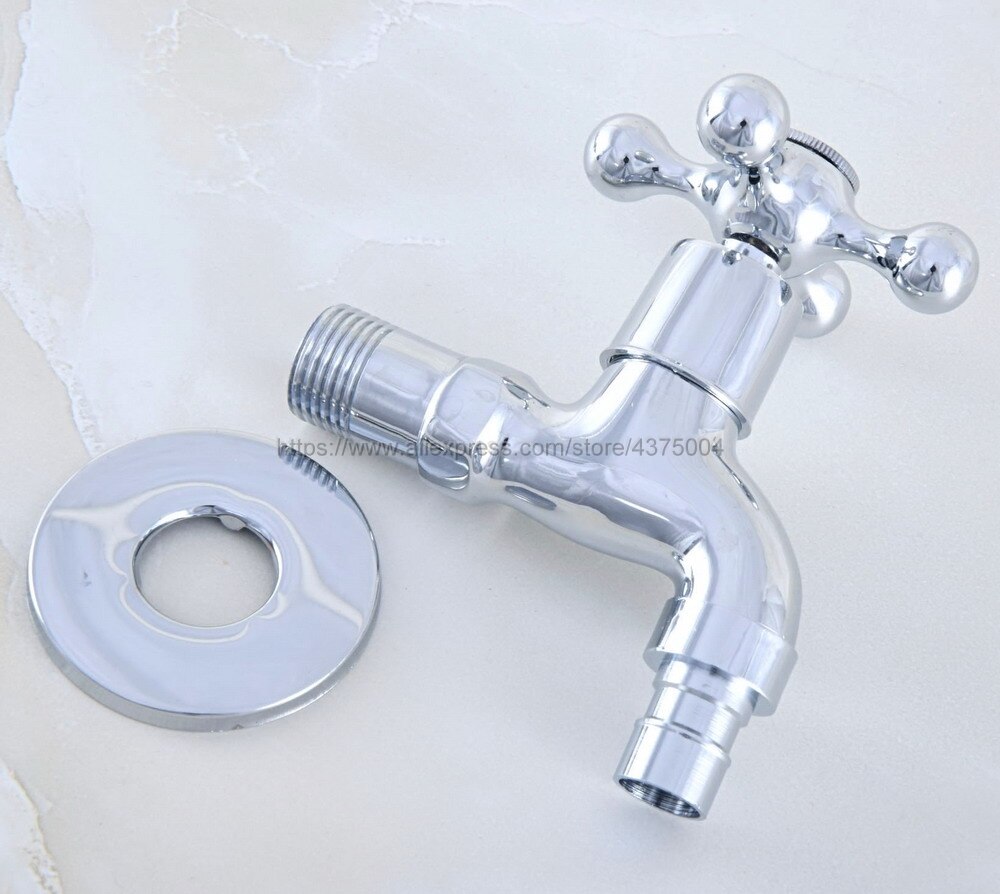 Gepolijst Chroom Enkele Koude Kraan/Wasmachine Kraan Wall Mounted Bibcock Aanrecht Badkamer Wastafel Koud Tap Nav154