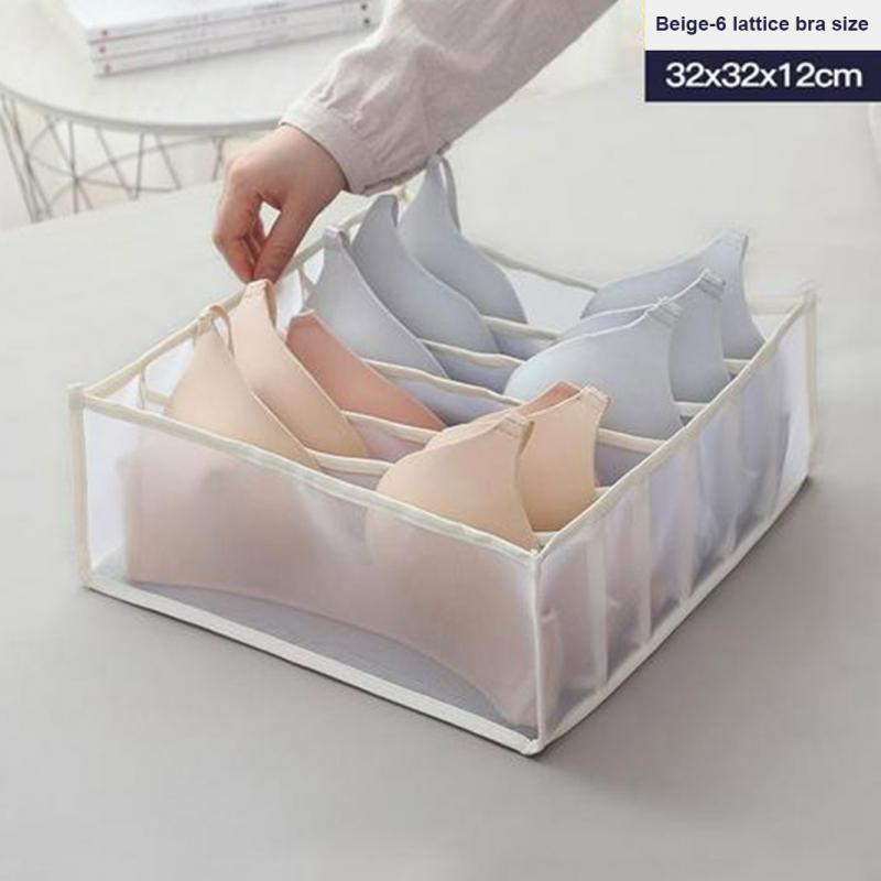 Boîte de rangement lingerie avec compartiments chaussettes soutien-gorge caleçon placard organisateur tiroirs diviseur boîte tiroir organisateur organisateur: Beige