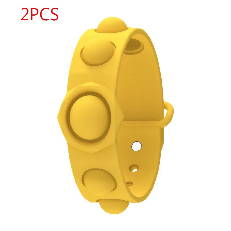 Push Pop Pop Bubble Sensory Fidget Toys Stress Relief Bubble Bracelet Toy Wearable Sensory Wristband Toys: yellow 2PCS