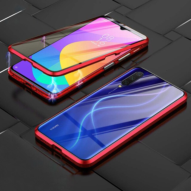 Double-Sided Tempered Glass Cases For Xiaomi Redmi Note 8 7 10 K20 Pro Magnetic Metal Phone Protective For Redmi 8A 7 Full Cover: For Redmi K20 / Red