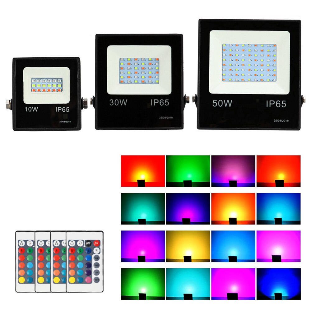 30W 50W 220V RGB LED Spotlight Waterproof RGB Floodlight Reflector Projector with Remote Control for Outdoor Lighting